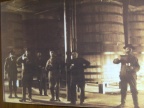 Stevens Point Brewery workers in the stock celler 